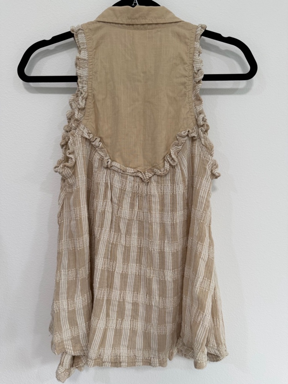 Anthropologie Ruffle Sleeveless Boho Blouse Neutral Romantic Top Size S - Picture 7 of 7